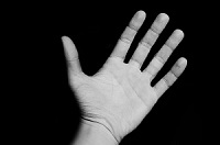 Open faced hand with black background