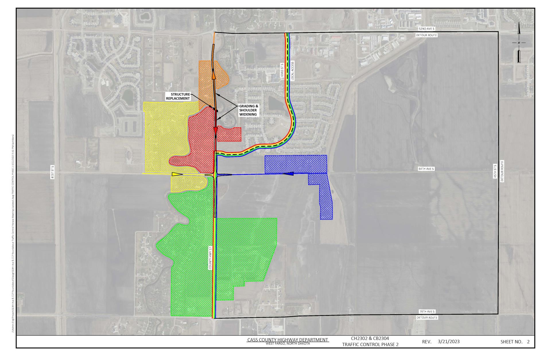 Roundabout Traffic Control Phase 2 Map showing where traffic will be rerouted