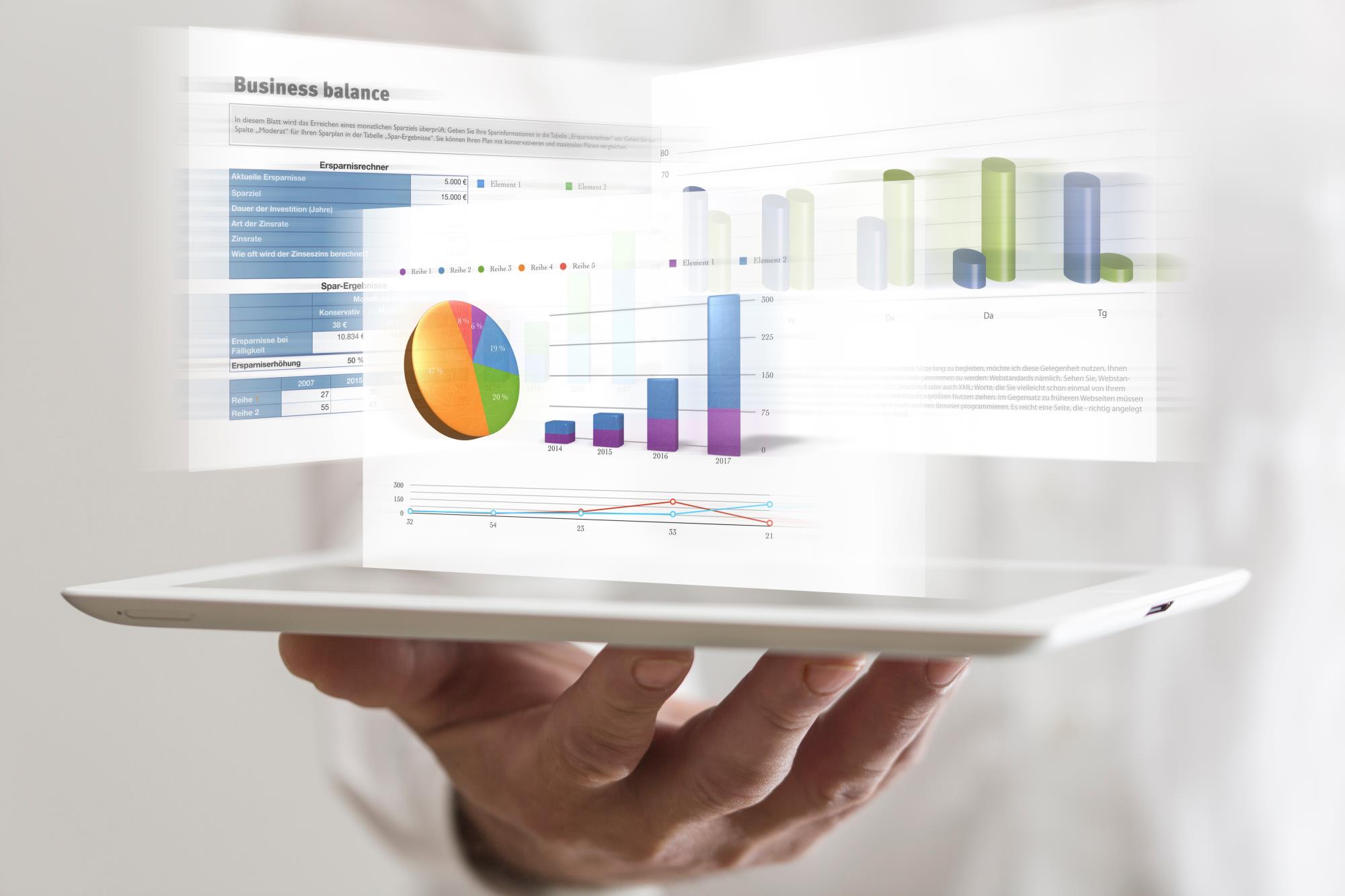 Image of pie charts and graphs showing a financial report - click to view Cass County Financial reports