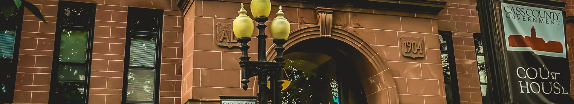 Banner image showing the front entrance of the Cass County Courthouse