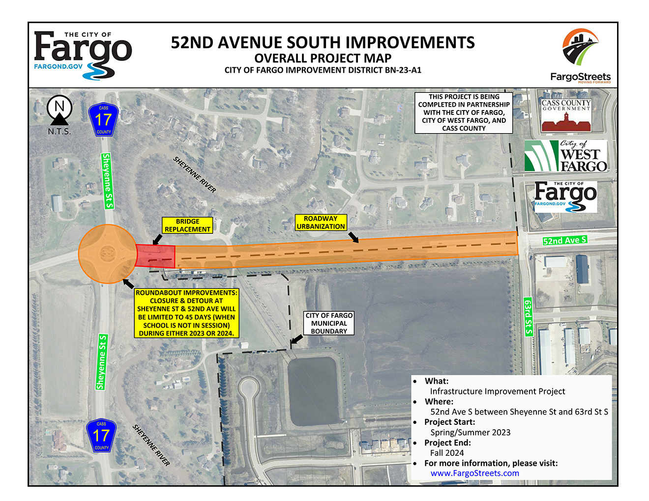 52nd avenue south improvement between sheyenne street and 63rd street south